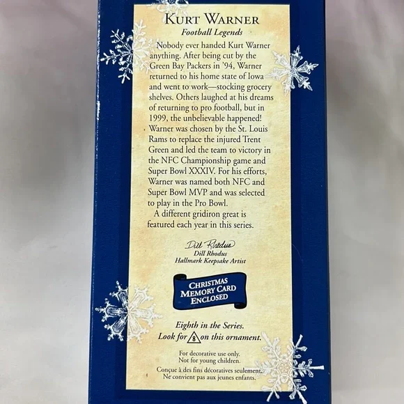 Hallmark Keepsake Ornament Collector’s Series Kurt Warner Football Legends - Picture 5 of 7